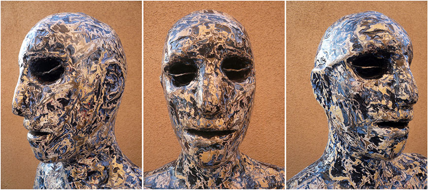 Blue-painted-man,three-view